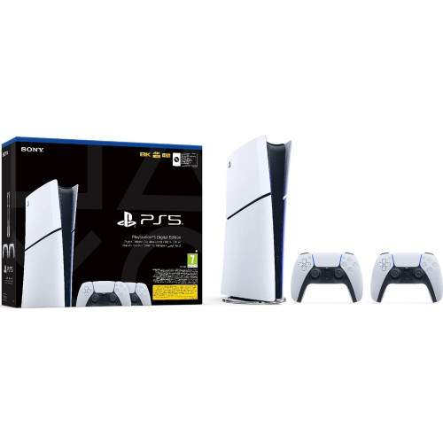 PlayStation 5 Slim Digital Edition + 2x DS white