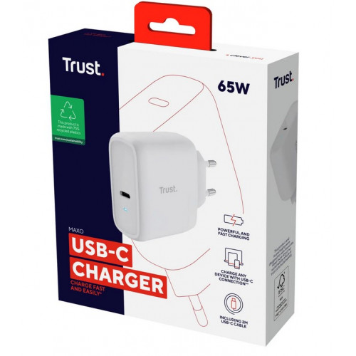 TRUST MAXO 65W 2P USB-C CHARGER WHT