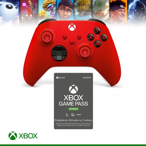 Microsoft Xbox Wireless Controller Pulse Red + Xbox Gamepass Ultimate 3M