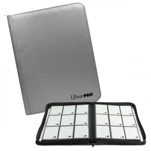 Album na karty 9-Pocket Zippered PRO-Binder - Silver (nehorľavý materiál)