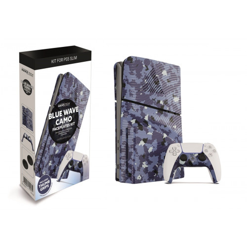 Kryt na konzolu PS5 Slim Blue Wave Camo Faceplates Kit - použitý